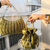 LABU BRAIDED RIBBON SHOULDER BAG ~ KOPI